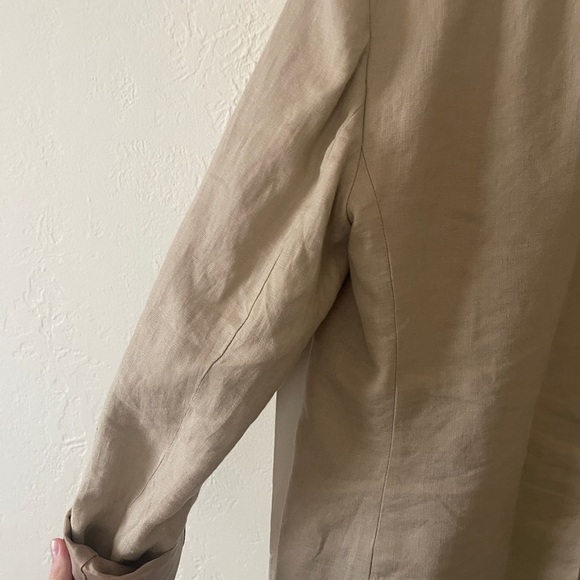 Jones New York linen tan blazer 1 bottom closure size 6 - Picture 11 of 12